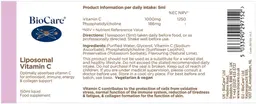 Label for Liposomal Vitamin C