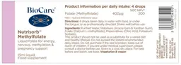 Label for Nutrisorb Methylfolate