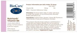 Label for Nutrisorb Vitamin B6