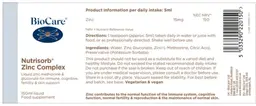 Label for Nutrisorb Zinc Complex