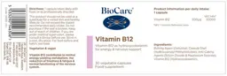 Label for Vitamin B12