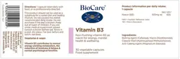 Label for Vitamin B3