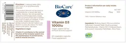 Label for Vitamin D3 1000 IU
