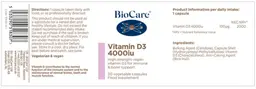 Label for Vitamin D3 4000 IU