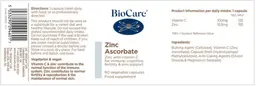 Label for Zinc Ascorbate