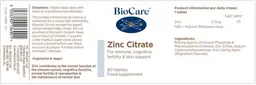 Label for Zinc Citrate