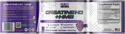 Label for Creatine HCl + HMB Sour Grape Candy