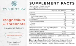 Label for Magnesium L-Threonate Vanilla Cream