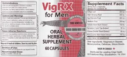 Label for VigRX for Men