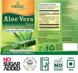 Label for Aloe Vera Juice