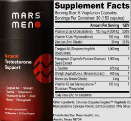 Label for Natural Testosterone Support