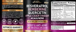 Label for Resveratrol Berberine Quercetin Apple Cider Vinegar Acai & Noni