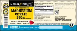 Label for Fast Absorption Magnesium Citrate 250 mg