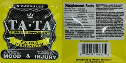 Label for Turmeric Supplement Extra Strength