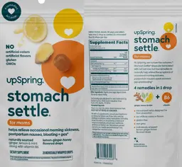 Label for Stomach Settle for Moms Lemon-Ginger-Honey Flavored