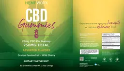 Label for CBD Gummies Assorted Flavors 750 mg