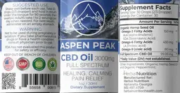 Label for CBD Oil 3000 mg