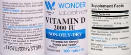 Label for Vitamin D 2000 IU