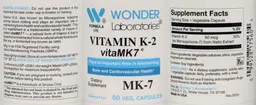 Label for Vitamin K-2 vitaMK7