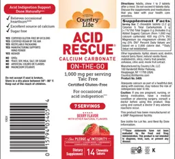 Label for Acid Rescue On-The-Go Berry Flavor
