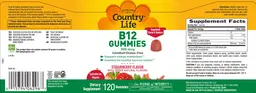 Label for B12 Gummies 850 mcg Strawberry Flavor