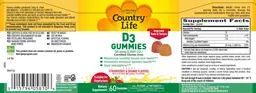 Label for D3 Gummies 25 mcg (1,000 IU)