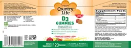 Label for D3 Gummies 25 mcg (1,000 IU)