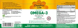 Label for Natural Omega-3 Fish Body Oils 1,000 mg