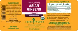 Label for Asian Ginseng