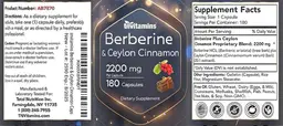 Label for Berberine & Ceylon Cinnamon 2200 mg