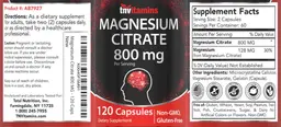 Label for Magnesium Citrate 800 mg