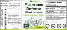 Label for Mushroom Defense 600 mg