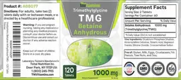 Label for Trimethylglycine TMG 1000 mg