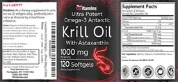 Label for Ultra Potent Omega-3 Antarctic Krill Oil with Astaxanthin 1000 mg