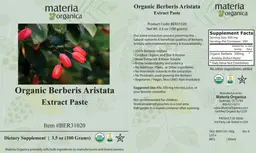 Label for Organic Berberis aristata Extract Paste