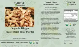 Label for Organic Ginger Freeze Dried Juice Powder