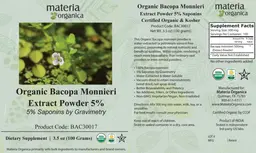 Label for Organic Bacopa Monnieri Extract Powder 5%