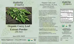 Label for Organic Curry Leaf Extract Powder (3% Iron)