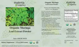 Label for Organic Moringa Leaf Extract Powder