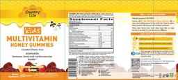 Label for Kids Multivitamin Honey Gummies Natural Mixed Fruit Flavor