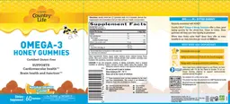 Label for Omega-3 Honey Gummies Natural Orange Flavor