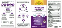 Label for Ultra Concentrated Omega 3-6-9 Complete Natural Lemon Flavored!