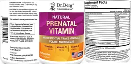 Label for Natural Prenatal Vitamin