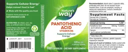 Label for Pantothenic Acid