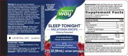 Label for Sleep Tonight Melatonin Drops Cherry Flavored