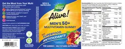 Label for Alive! Men's 50+ Multivitamin Gummy