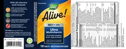 Label for Alive! Men's 50+ Ultra Potency Complete Multivitamin