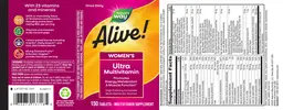 Label for Alive! Women's Ultra Multivitamin