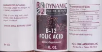 Label for B-12 Folic Acid