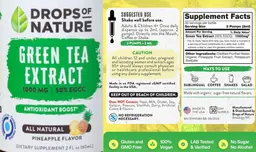 Label for Green Tea Extract 1000 mg Pineapple Flavor